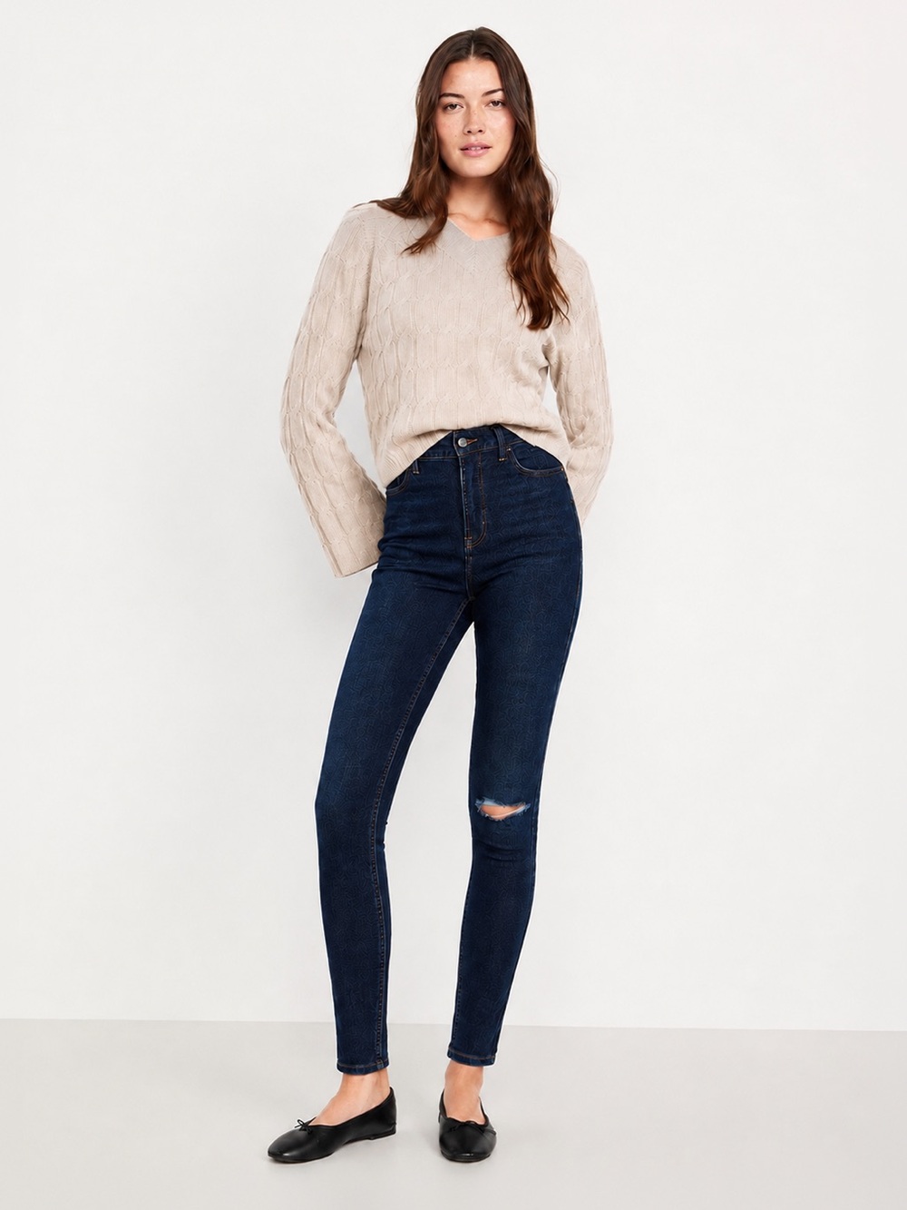 Old Navy Extra High-Waisted Rockstar 360° Stretch Super-Skinny Jeans 10 Tall